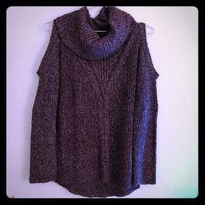 Cold shoulder turtleneck sweater